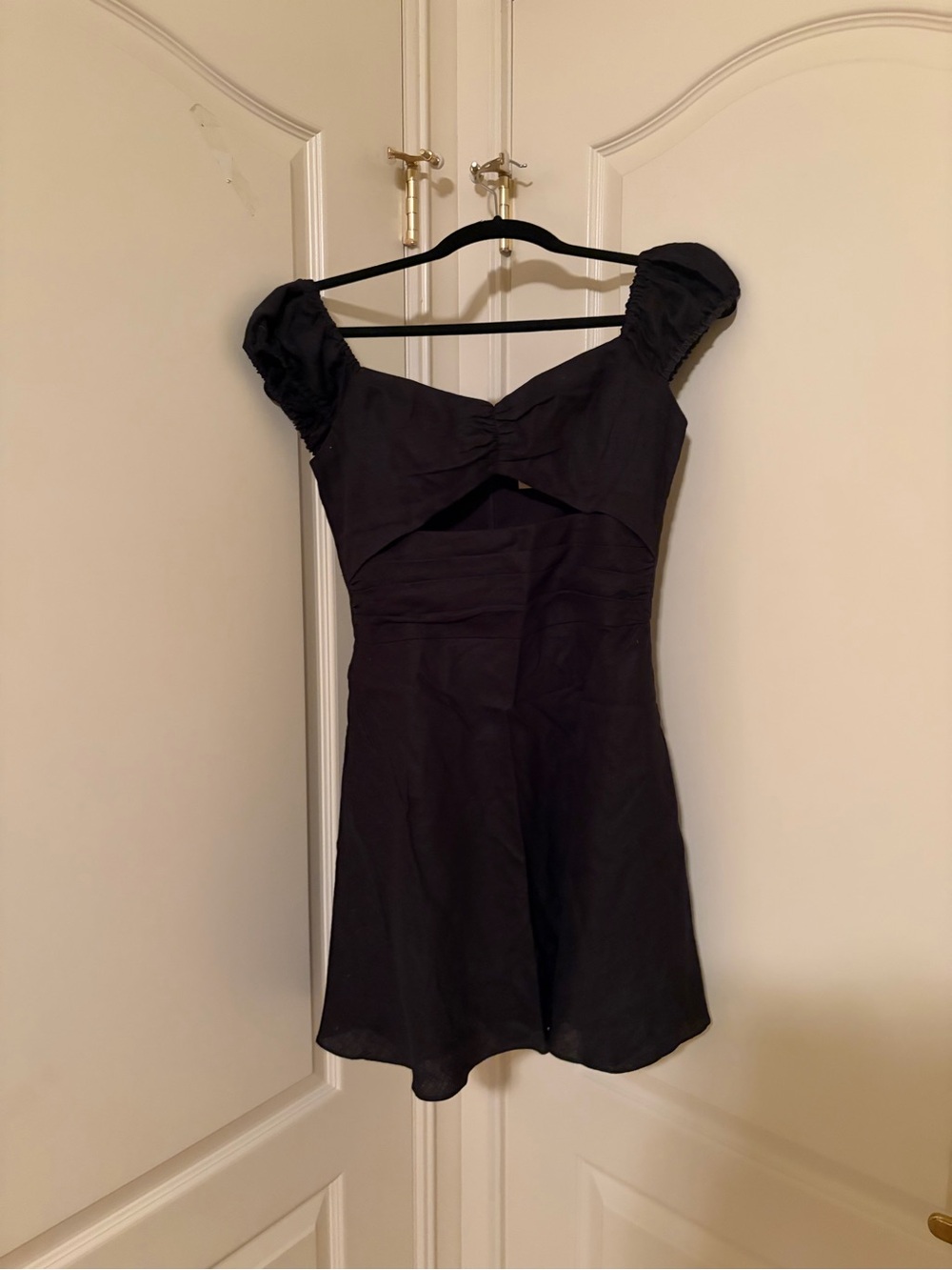 Bec & Bridge Black Puff-Sleeve Mini Dress